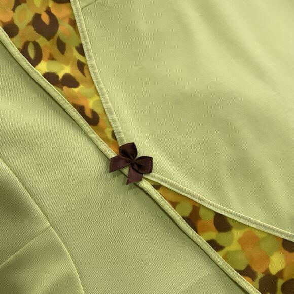 Vintage 60s Lime Green & Brown Nylon Wide Strap Full Slip Dress Women's Size M - Picture 9 of 10